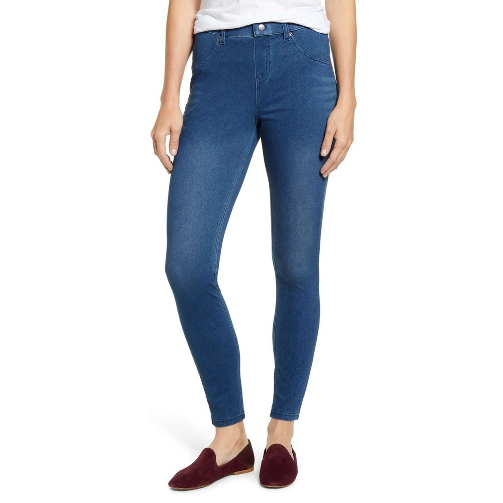 NWT HUE Curvy Fit Denim Leggings High Rise Medium Wash Blue Size Large U14561